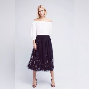 MOULINETTE SOUERS / ANTHROPOLOGIE CELESTIAL Lumiere Midi Skirt - Sz S